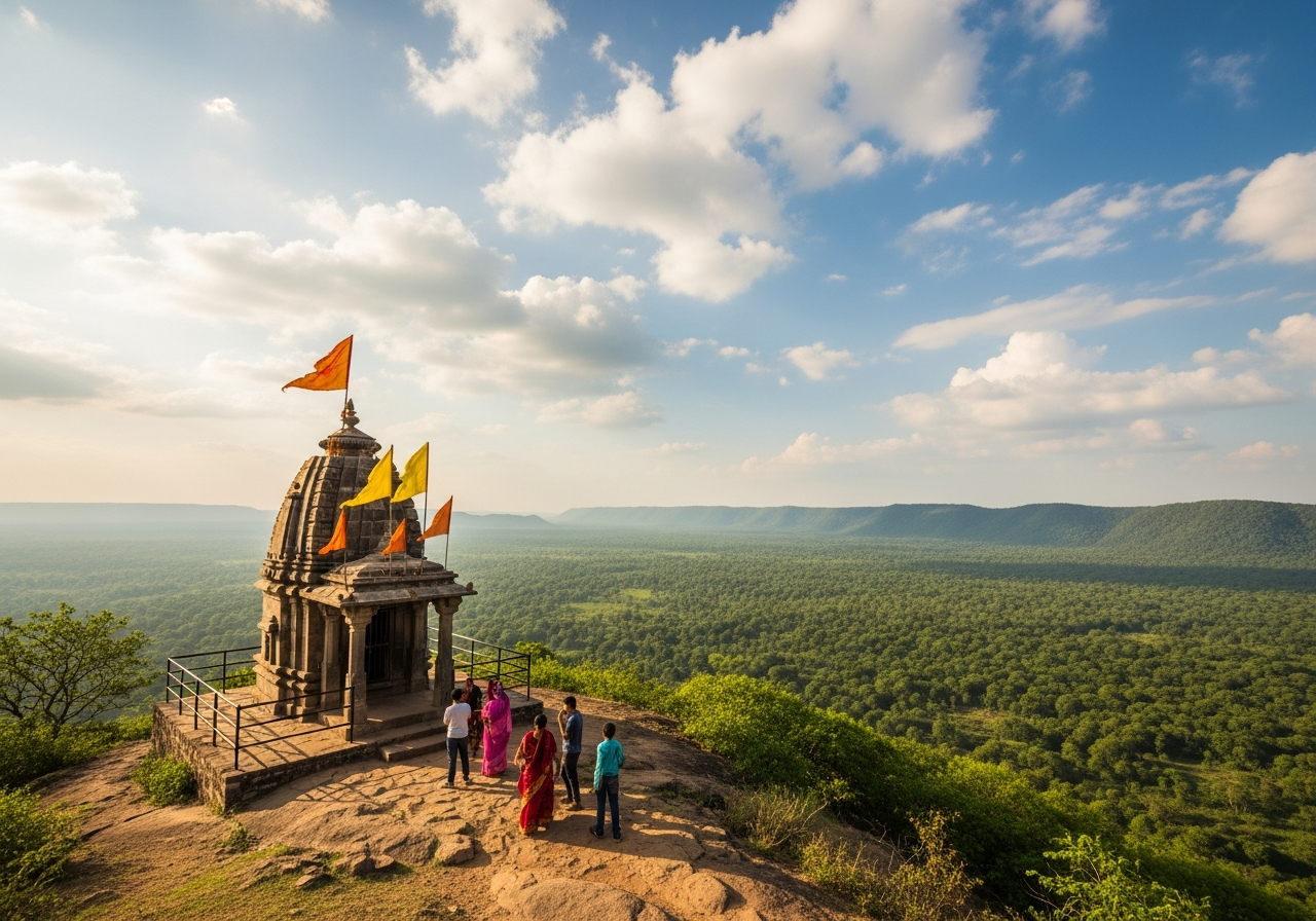 कौलेश्वरी पहाड़ के शिखर से चतरा के जंगलों का दृश्य