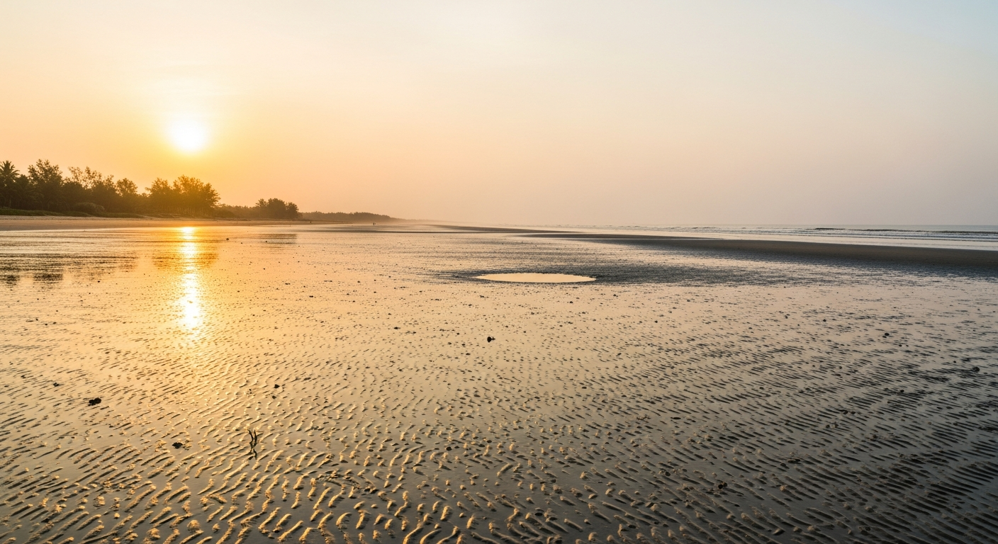 चांदीपुर बीच का विलुप्त समुद्र — low tide में 5 किमी तक खुला तट
