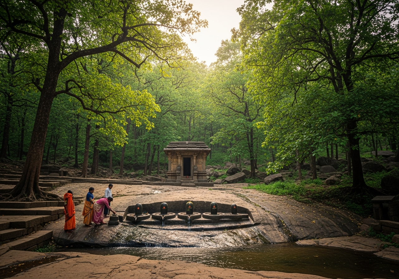 पंचलिंगेश्वर मंदिर — नीलगिरि पहाड़ी पर 5 शिवलिंग के ऊपर बहती जलधारा